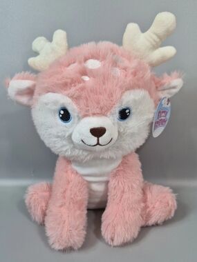 Fuzzy Friends 10" Reindeer Pink Stuffed Plush Animal Toy NWT